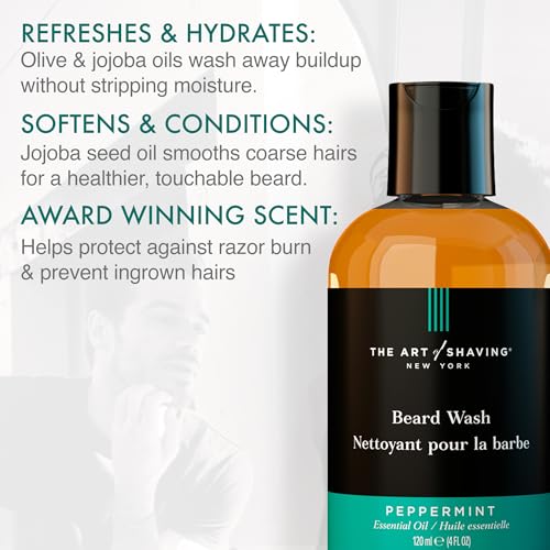 The Art of Shaving Beard Wash – Leaves Beard Hair Clean & Soft, Removes Dirt, Oil, & Impurities, Peppermint, 4 Fl Oz - Image 2