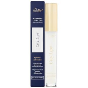 City Beauty City Lips Clear – Plumping Lip Gloss – Hydrate & Volumize – High Shine Lip Plumper – Hyaluronic Acid & Peptides Visibly Smooth Lip Wrinkles – Cruelty-Free
