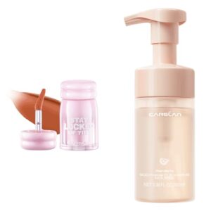 CARSLAN Stay Locked Lip Tint (06) Bundle with Gentle Hydrating Foaming Facial Cleanser (3.38 Fl Oz)