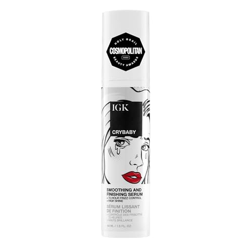 IGK CRYBABY Smoothing & Finishing Serum | High Shine + Frizz Control + Lightweight | Vegan + Cruelty Free | 1.5 Oz