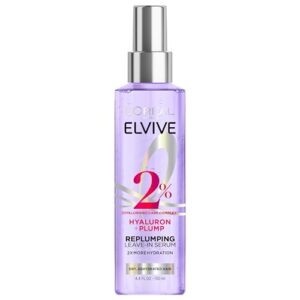 L’Oreal Paris Elvive Hyaluron Plump Moisture Plump Hair Serum for Dehydrated, Dry Hair with Hyaluronic Acid Care Complex, Paraben-Free, 4.4 Fl Oz