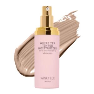 Winky Lux White Tea Tinted Moisturizer SPF 30 – Buildable Coverage with Facial SPF, Lightweight Sunscreen for Face, Naturally Radiant Finish, Long Lasting Coverage with Vitamin E, Light