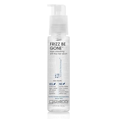 GIOVANNI ECO CHIC Frizz Be Gone – Super Smoothing Anti-Frizz Hair Serum, Adds Shine, Seals in Color, Infused with Natural Botanical Ingredients, Salon Quality, No Parabens – 2.75 oz (1 Pack)