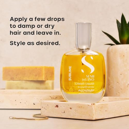 Alfaparf Milano Semi di Lino Sublime Cristalli Liquidi Hair Oil Serum with Thermal Protection – Anti Frizz Hair Serum & Smoothing Heat Protectant Spray with Vitamin E for Frizzy Hair (0.51 oz / 15 ml) - Image 4