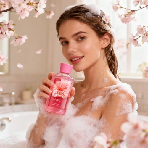 Bath Gift for Women and Girls, Japanese Cherry Blossom Spa Set With Natural Extracts, 3PCS Set – Shower Gel, Lotion, Mist, Personal Self Care Kit, Body Care Travel Set - Image 3