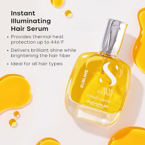 Alfaparf Milano Semi di Lino Sublime Cristalli Liquidi Hair Oil Serum with Thermal Protection – Anti Frizz Hair Serum & Smoothing Heat Protectant Spray with Vitamin E for Frizzy Hair (0.51 oz / 15 ml) - Image 3