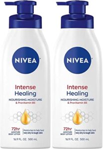 NIVEA Intense Healing Body Lotion, 72 Hour Moisture for Dry to Very Dry Skin, Body Lotion for Dry Skin, 16.9 Fl Oz Pump Bottle – Pack of 2