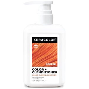 Keracolor Color + Clenditioner 3-in-1 Color-Depositing Conditioner, Gently Cleanses & Conditions, Semi-Permanent Hair Color, 23 Shades, 12 Fl Oz