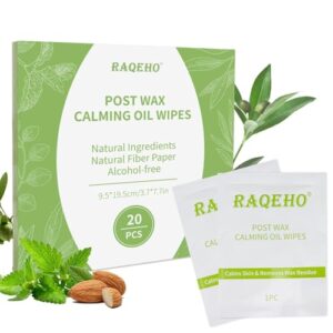 20PCS Post Wax Wipes – After Waxing Calming Oil Wipes Post Wax Care for Body Facial Waxing Remover Aftercare Product for Hair Removal After Wax Care Remove Residue Waxing Aftercare Supplies