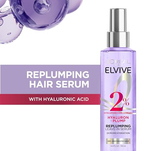 L’Oreal Paris Elvive Hyaluron Plump Moisture Plump Hair Serum for Dehydrated, Dry Hair with Hyaluronic Acid Care Complex, Paraben-Free, 4.4 Fl Oz - Image 2