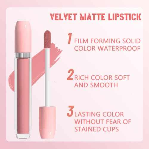 BINGBRUSH Super Matte Longwear No-Budge Stay On Smudge Proof Liquid Lipstick Long Lasting Makeup for Women,Highly Pigmented Color and Instant Shine, Cheeky - Image 5