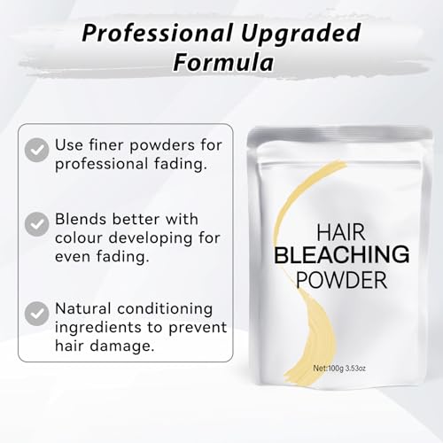 Hair Bleach Powder, Professional Lightening Bleach for Hair, Strong & Gentle Bleach Powder for Hair, Lift Up to 8 Levels, Perfect for DIY Blonde Highlights & Lightening (100g/3.53oz) - Image 3
