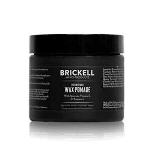 Brickell Men’s Products Flexible Hold Wax Pomade for Men, Natural and Organic Irritation Free Natural Shine Hair Styling Product, 2 Ounce, Scented