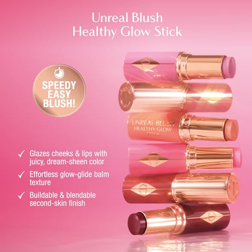 Charlotte Tilbury Unreal Healthy Glow Blush Stick – Buildable Cream Makeup with a Skincare-Infused Formula – Easy to Use, Blendable & Leaves Skin with a Luminous Sheen - Image 3