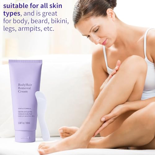 2 PCS Gentle Body Hair Removal Cream for Man & Women, 6.76 Fl Oz, Painless Flawless Depilatory Cream, Body Hairs Removal Cream with Spatula Applicator, Suitable for All Skin Types & Sensitive - Image 3