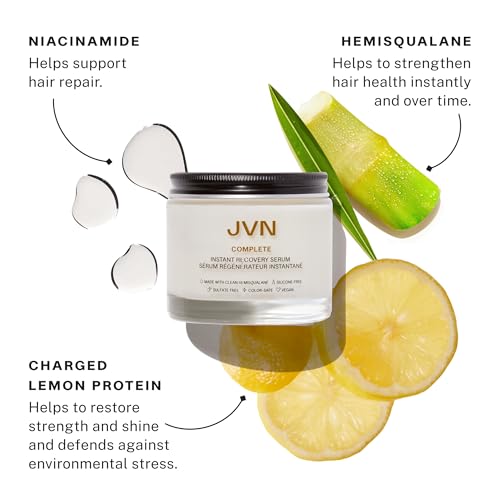 JVN Complete Instant Recovery Hair Serum, 1.0 Fl Oz, Frizz Fighting, Heat Protectant, Hair Smoothing Cream Strengthens & Repairs Damage, Silicone Free - Image 2