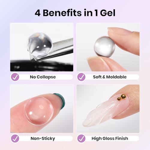 Beetles 3D Gel Nail Art Kit-Crystal Orb 3D Nail Art Clear 1 oz 5 in 1 Non-Sticky Hand Sculpting Building for Beginner DIY Salon at Home,Clear Solid Builder Nail Gel, UV & LED Lamp Cured Needed - Image 3