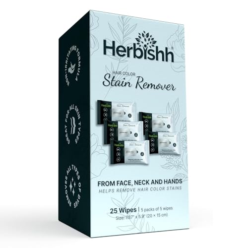 Herbishh Hair Color Stain Remover Wipes – Gentle Formula for Dye Cleanup, Skin-Friendly Travel Pack (Pack of 5)