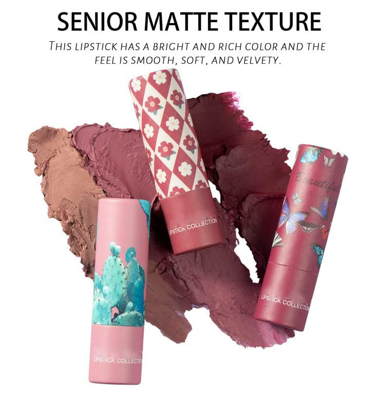 AKARY Matte Nude Lipstick, Bold & Intense Nudes Paper Tube Lipsticks Smooth Velvety Lip Gloss, Long Lasting Lip Stick Non-Stick Cup Not Fade Nude Lip Stick, Senior Matte Lip Makeup Gifts for Women and Girls - Image 4