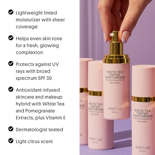 Winky Lux White Tea Tinted Moisturizer SPF 30 – Buildable Coverage with Facial SPF, Lightweight Sunscreen for Face, Naturally Radiant Finish, Long Lasting Coverage with Vitamin E, Light - Image 2