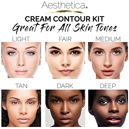 Aesthetica Cosmetics Cream Contour and Highlighting Makeup Kit – Contouring Foundation/Concealer Palette – Vegan & Cruelty Free – Step-by-Step Instructions Included - Image 4