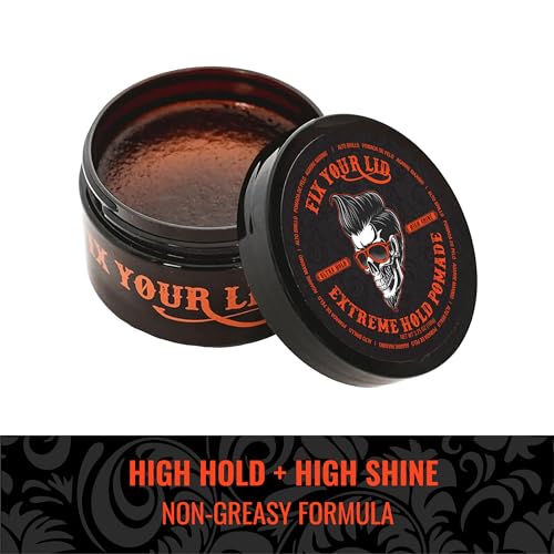 Fix Your Lid Extreme Hold Hair Pomade For Men – High Shine Water Based Hair Gel 3.75 oz – Easy To Wash Out - Image 3