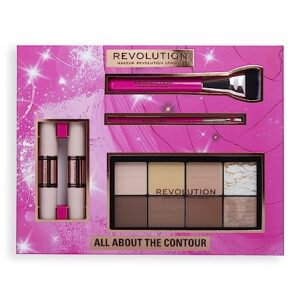 Makeup Revolution All About The Contour Makeup Set, Contouring Kit with Brushes and Palette