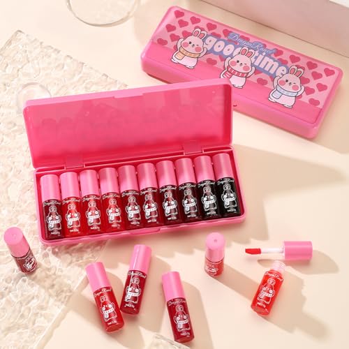 10 Colors Lip Tint Stain Set,Korean Lip Gloss,Watery Lip Stain Mini Liquid Lipstick Waterproof,Moisturizing Lip Stain Set Multi-Use Lip and Cheek Tint,Non-Stick Cup,Lightweight,Vivid Color Lip Makeup - Image 2