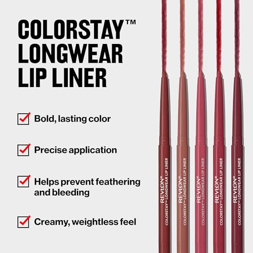 Revlon Colorstay Lip Liner Makeup with Built-in-Sharpener, Longwear Rich Colors, Smooth Application, 630 Nude, 0.01 oz - Image 3
