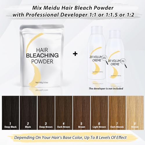 Hair Bleach Powder, Professional Lightening Bleach for Hair, Strong & Gentle Bleach Powder for Hair, Lift Up to 8 Levels, Perfect for DIY Blonde Highlights & Lightening (100g/3.53oz) - Image 4