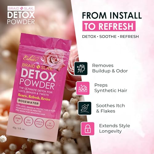 Esha Detox Kit – Hair & Scalp Wipes + Unscented Detox Powder – Scalp Cleanse & Buildup Care for Braids, Wigs, Weaves, Protective Styles - Image 3