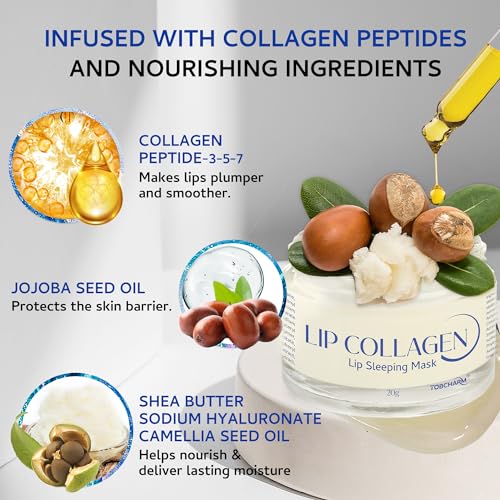 Lip Sleeping Mask (20g), Collagen Lip Mask Overnight, Lip Plumper with Hyaluronic Acid, Peptide Complex Lip Balm for Lip Wrinkle Repair and Plumping, Natural Hydration for Smooth Lips - Image 4