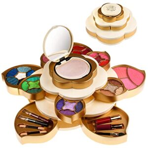 All In One Makeup Kit for Teens and Women – Flower Makeup Set for Girls 10-12 – Pigmented Eyeshadows, Lip Creams, Blushes, Concealer and Mirror – Full Starter Makeup Gift Set for Beginners